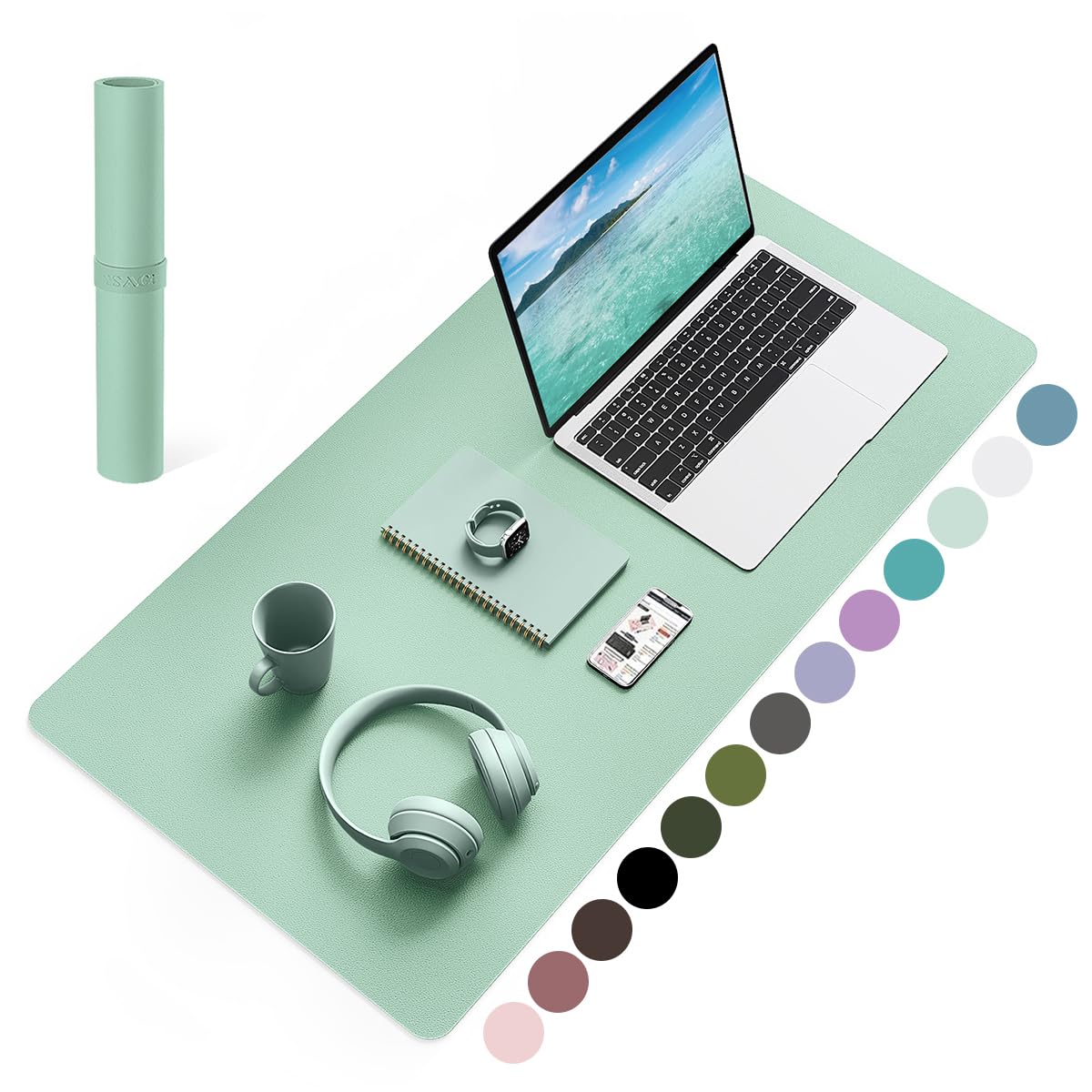 YSAGi Non-Slip Leather Desk Pad, Waterproof Laptop Computer Desk Keyboard Mat, Table Protector Blotter Mat, Large Mouse Pad for Office/Work/Home/Decor(Black, 31.5" x 15.7")