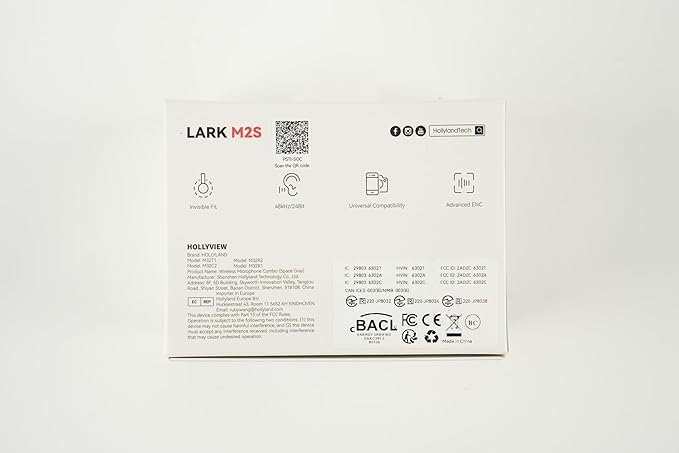 Hollyland Lark M2S Mini Combo (Camera RX+Type-C RX) Wireless Microphone for Camera/iPhone/Android/Laptop, 7g Lightweight, Titanium Clip, 300m Range, Content Creators, Online-Teaching, Streaming