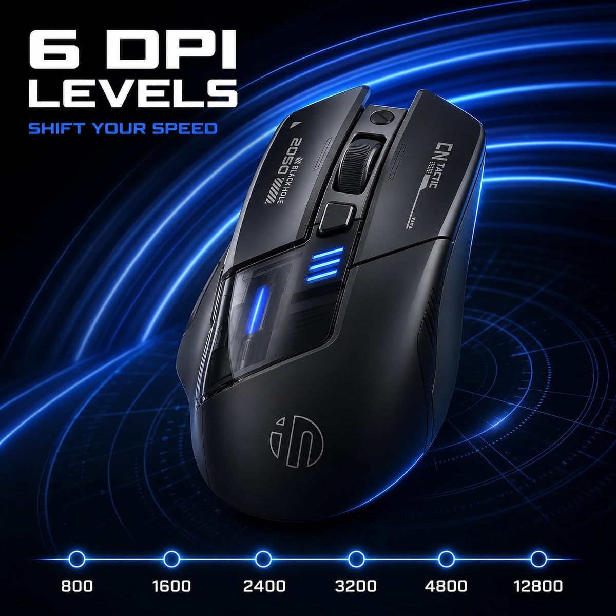 INPHIC A9 V2 Explorer Wireless Gaming Mouse, 12800 DPI Silent Mouse
