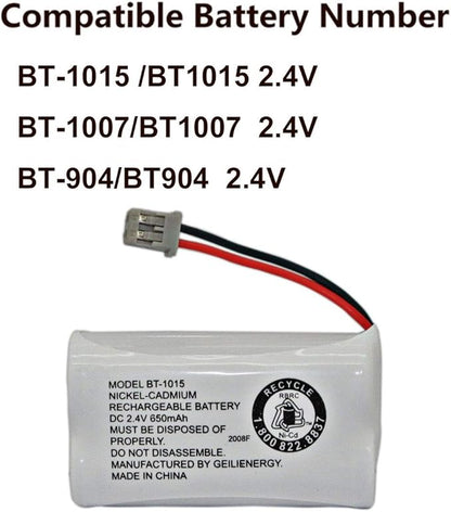 GEILIENERGY BT-1015 BT1015 Battery Compatible for Uniden BT1007 BT-1007 BT904 BT-904 BBTY0651101 BBTY0460001 BBTY0510001 BBTY0624001 BBTY0700001 HHR-P506, HHR-P506A Cordless Phone(2-Pack)