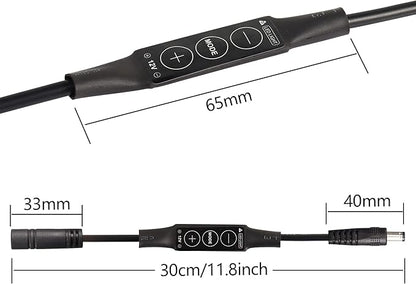 PNGKNYOCN DC 12V LED Strip Lights Dimmer DC 5.5 * 2.1mm Male to Female Mini Single Color LED Dimming Controller(2-Pack)