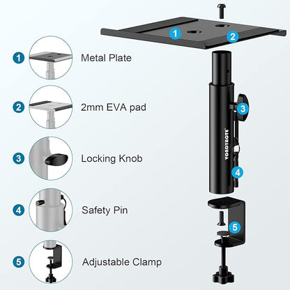 Set of 2 Studio Monitor Stands Desktop Clamp Speaker Stands Against The Wall