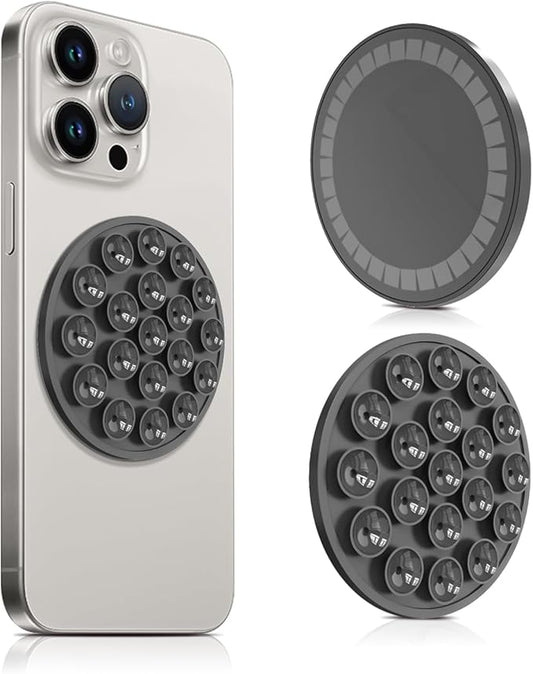 Lokyoo Silicone Suction Cup Phone Mount, Magnetic Suction Phone Case Stand, Mirror Shower Phone Holder, Perfect for Selfies and Videos Creators, Hands Free Holder Mount for iPhone/Samsung/Google-Black