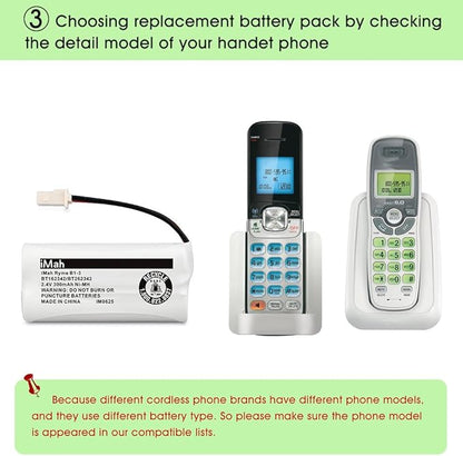iMah Ryme B1-3 BT162342 BT262342 2.4V 300mAh Ni-MH Cordless Telephone Batteries Compatible with AT&T CL81101 EL5210 EL52400 VTech CS6409 CS6419 CS6429 CS80100 Handset, Pack of 4