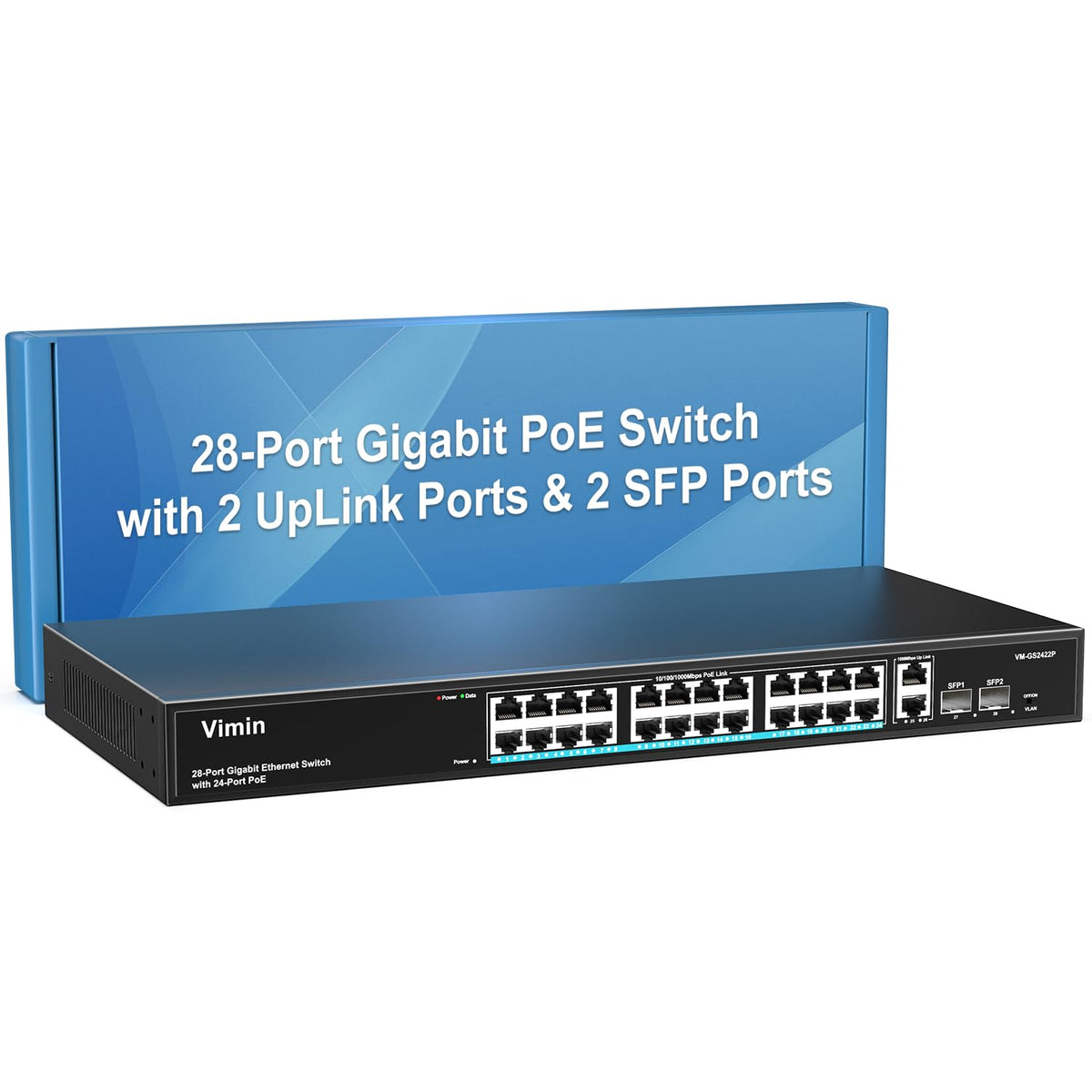 48-Port Gigabit PoE Switch Unmanaged Plug & Play IEEE802.3af/at PoE @400W