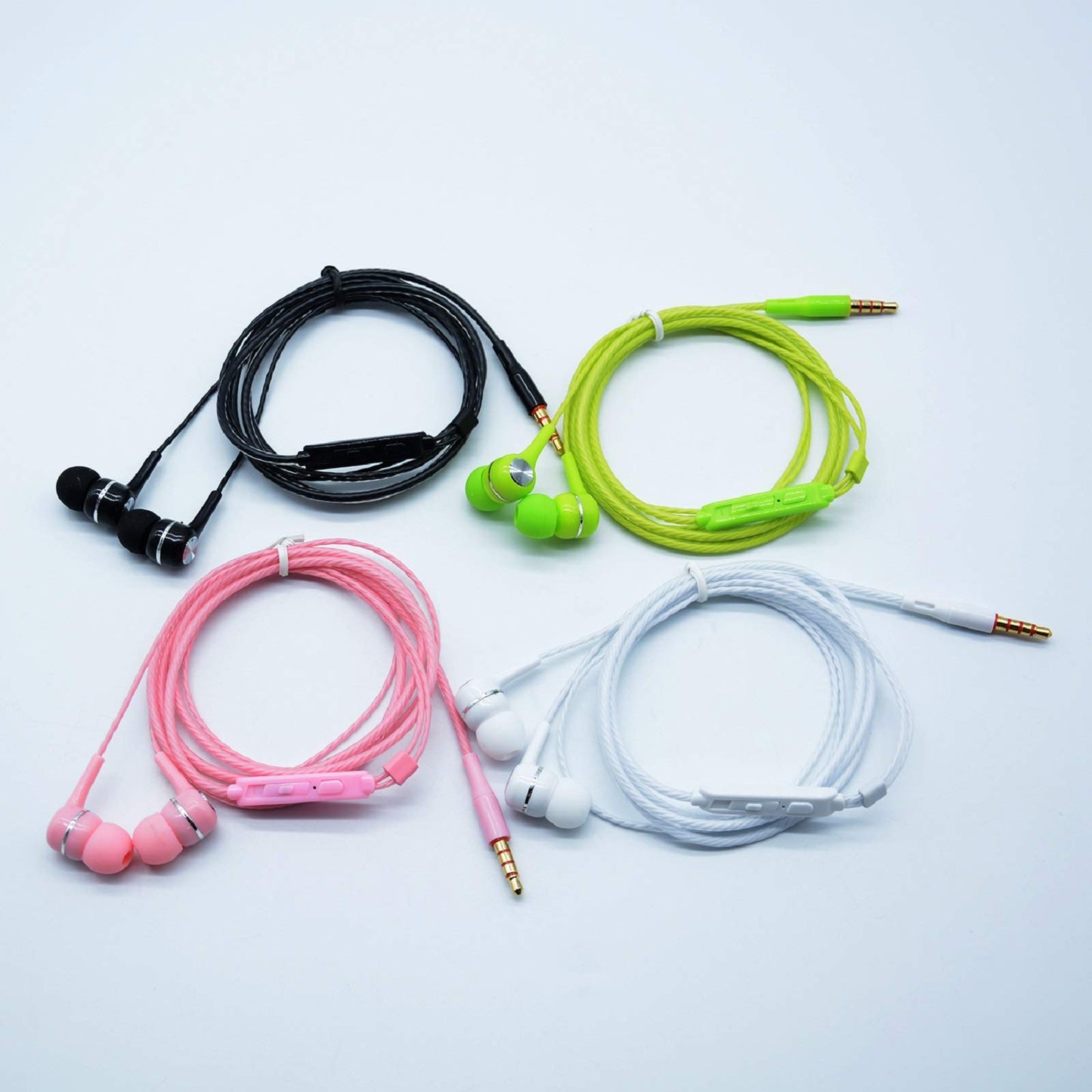 YNR 4 Pairs Wired Earbuds with Microphone & Volume Control, in Ear Earphones for School, Noise Islating High Definition, for 3.5mm Jack iPhone iPad iPod Samsung Google Devices (A12-4)