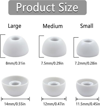 Replacement Silicone Ear Tips for Beats Fit Pro/Studio Buds/Studio Buds+ Headphone, 6 Pairs Earbuds Eartips L/M/S, Eargels Set Fit in Case, Earplug Ear Cap (Silver White with Pen)