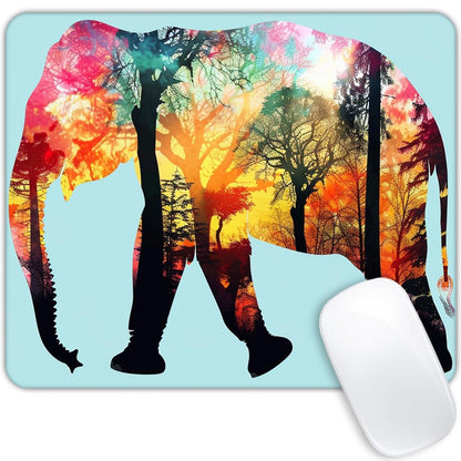 Square Mouse Pad Colorful Forest Elephant-1,Gaming Mouse Pads for Desk,Soft Computer Waterproof Non-Slip Mouse Mat