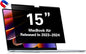 Privacy Screen for Macbook Air 15 inch (2023-2024, M2, M3), MagicSuction Removable Anti Glare Blue Light Macbook Air Privacy Screen 15 inch Protector Filter, Anti Spy and Easy Install Shield