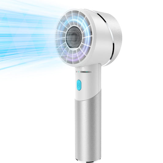 Lepwings Handheld Fan, Mini Small Portable Turbo Fan, Rechargeable with 4 High Speeds Personal Fans, Max 16H Runtime, For Travel, Office, Outdoor - Silver