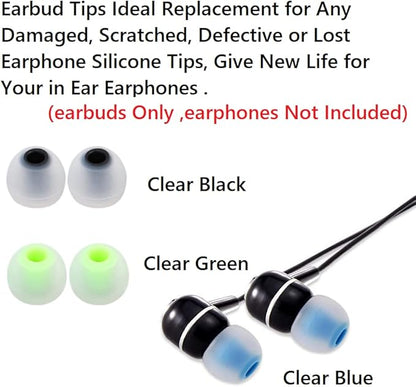 Earbuds Replacement Tips Silicone Earbud Tips Ear Gels Fit for Inner Hole from 3.8mm - 5.1mm Earphones 9 Pairs S/M/L