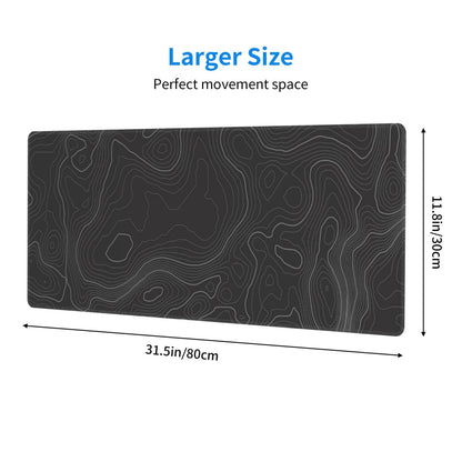 Topographic Contour Extended Big Mouse Pad Large,Gaming Mouse Pad Desk Pad,31.5×11.8 Inch Long Computer Keyboard Mouse Mat Mousepad with 3mm Non-Slip Base and Stitched Edge for Gaming and Office