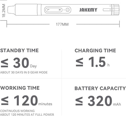 Small Electric Screwdriver Set, JAKEMY Adjustable 3 Torque Cordless Screwdriver Set for Laptop, Rechargeable Mini Computer Screwdriver Kit for Electronics Repair with Shadowless LED Lamp