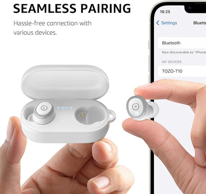 TOZO T10 Wireless Earbuds Bluetooth 5.3 Headphones, App Customize EQ, Ergonomic Design, 55H Playtime, Wireless Charging Case, IPX8 Waterproof Sound in-Ear Headset, 2025 New Version