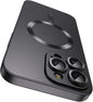Magnetic for iPhone 15 Pro Case [Compatible with MagSafe][Built-in Camera Lens Protector] Slim Soft Silicone Bumper Shockproof Metallic Shine Phone Case (Black)