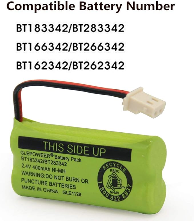 BT183342/BT283342 2.4V 400mAh Ni-MH Battery Pack, Also Compatible with Cordless Phone Batteries BT166342/BT266342 BT162342/BT262342 CS6709 CS6609 CS6509 CS6409 EL52100 EL50003(3 Pack)