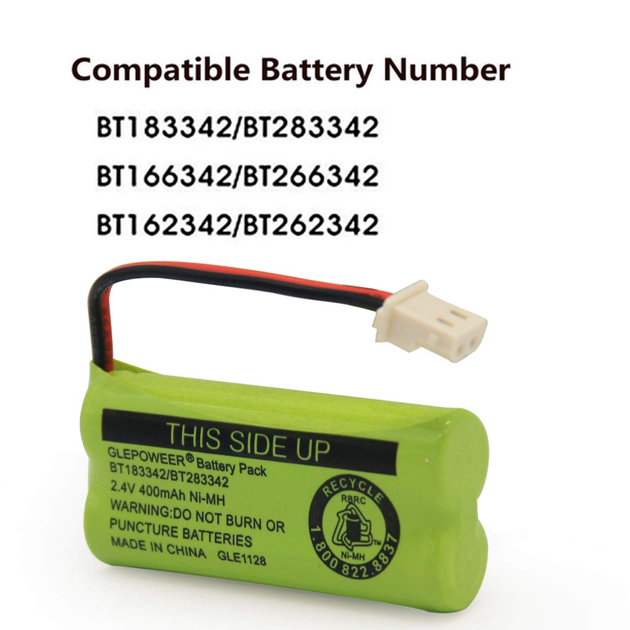 GLEPOWEER BT183342/BT283342 2.4V 400mAh Ni-MH Battery Pack, Also Compatible with Cordless Phone Batteries BT166342/BT266342 BT162342/BT262342 CS6709 CS6609 CS6509 CS6409 EL52100 EL50003(3 Pack)