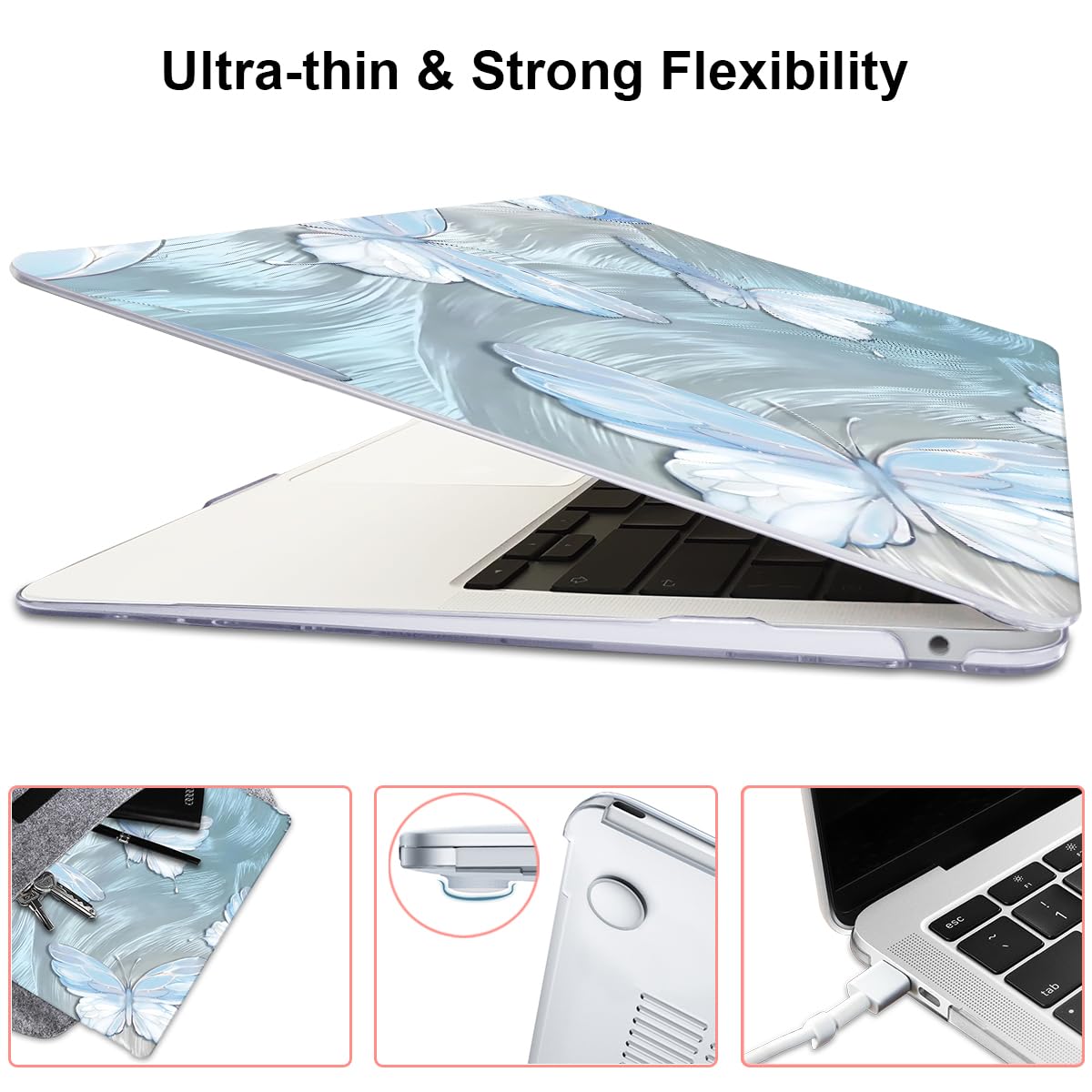 LCMOCICO Compatible with 2021 2020 MacBook Air 13 inch Case M1 A2337 A2179 A1932 2018 2019 Release, Pattern Plastic Hard Shell Case & Keyboard Cover for Mac Air 13.3 Touch ID, Tin Foil Butterfly