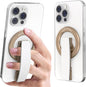 Magnetic-Phone-Grip-Stand, Magnetic Phone Ring Holder Kickstand with Silicone Finger Strap, Compatibility for iPhones, Androids, and More (White)