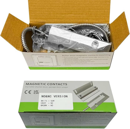 NO&NC 3 Wires Magnetic Garage Door Contacts Heavy Duty Alarm Switch Sensor for Roller Shutter with Adjustable Bracket