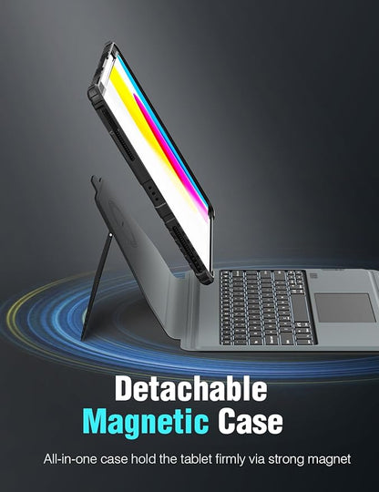 Nillkin for iPad 10th Generation Case with Keyboard & iPad 11th (A16, 2025), Magic-Style Magnetic Detachable Backlit Keyboard Case with Camera Cover and Multi-Touch Trackpad for 10th Generation