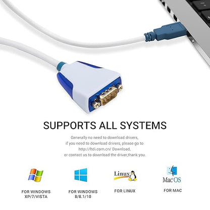 USB to DB9 Male RS232 Serial Converter Cable for Us232R Converter Adapter Cable with Chip FT232RQ -Supports All Computer Systems, Up to 1M Transmission Rate, 1M(3.28ft) Long,No Driver Needed