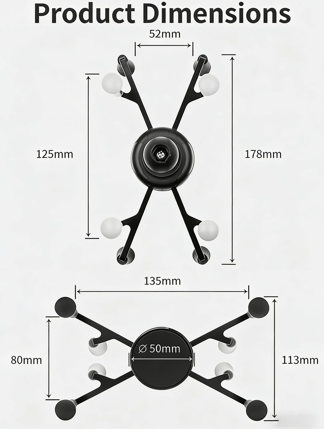 Strg Tablet Mount with U-Bolt Base for Rails 0.5'' to 1.25'' in Diameter