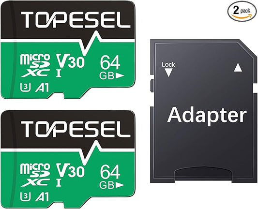 TOPESEL 64GB Micro SD Card 2 Pack with Adapter