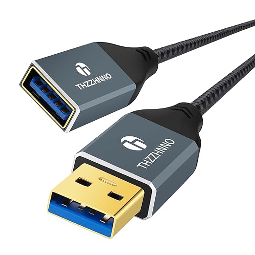 Thzzhnno USB 3.0 Extension 6.6FT, USB Male to Female USB 3.0 Extender Cable for Webcam, Camera, Phone, USB hub, Mouse, Keyboard, Printer, Hard Drive, Headset
