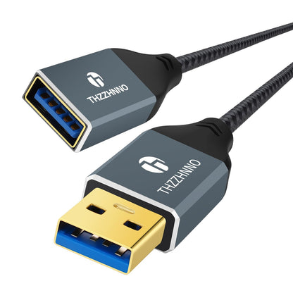 Thzzhnno USB 3.0 Extension 6.6FT, USB Male to Female USB 3.0 Extender Cable for Webcam, Camera, Phone, USB hub, Mouse, Keyboard, Printer, Hard Drive, Headset