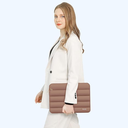 MOSISO 15-15.6 inch Laptop Case, 16 inch Puffy Laptop Sleeve Compatible with MacBook Pro 16, HP Dell ASUS Acer Toshiba Lenovo Notebook Computer, Polyester Horizontal Bag with Small Case, Mocha