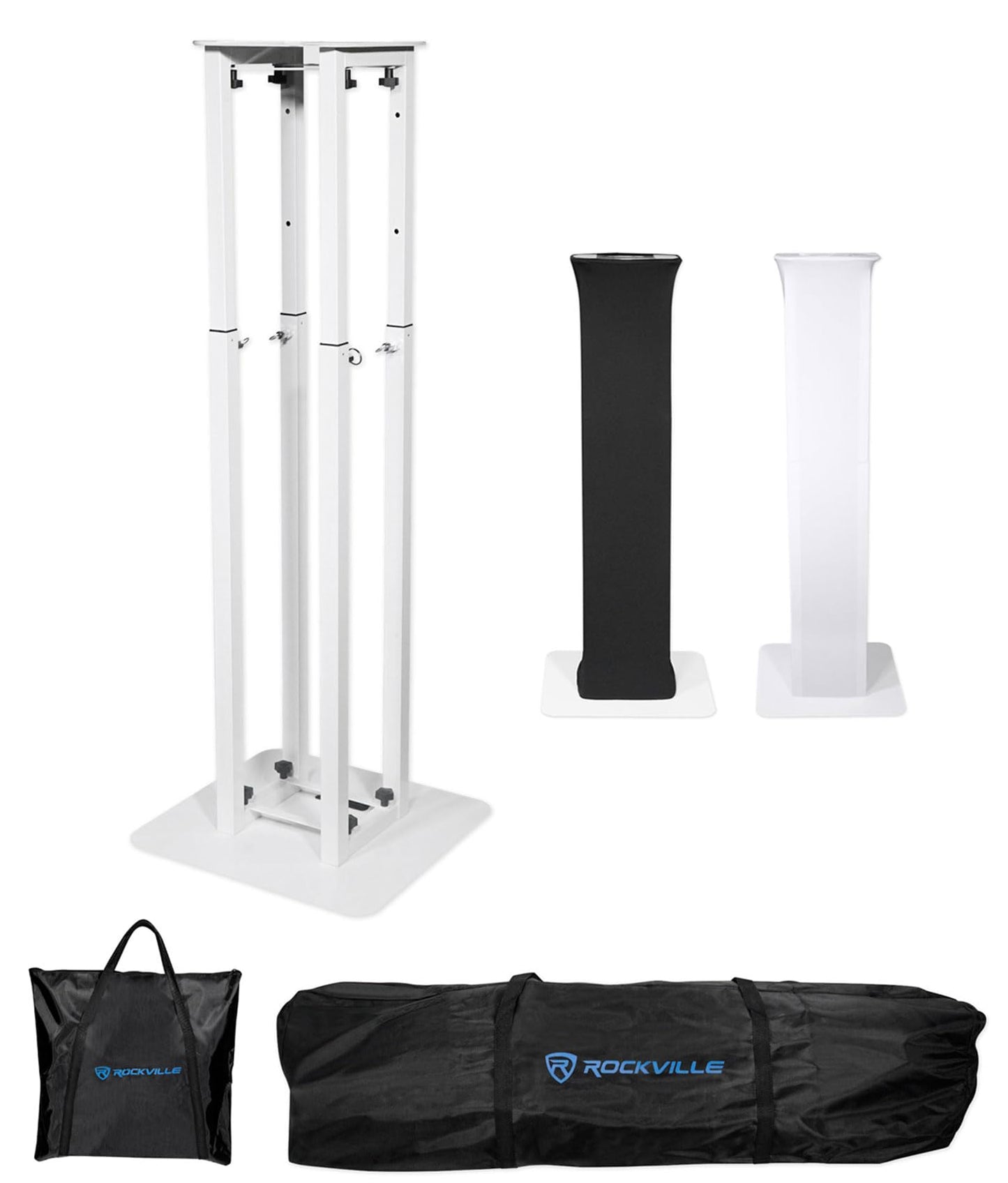 Rockville RTP82W 8 ft Adjustable White Totem Moving Head Light Stand