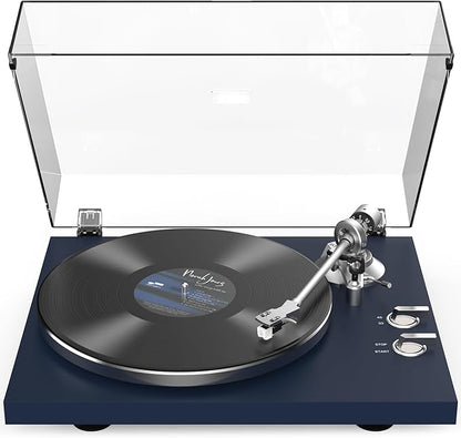 Turntables Belt-Drive Record Player with Wireless Output Connectivity Vinyl Player 33&45 RPM Speed Phono Line Output USB Digital to PC Recording ATN3600L MM Cartridge&Counterweight Dark Blue