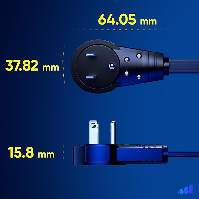Maximm Cable 20 Ft 360° Rotating Flat Plug Extension Cord, 16/3 AWG Multi 3 Outlet 3-Prong Grounded Wire- Black - UL Certified
