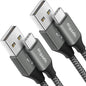 etguuds 6.6ft USB A to USB C Cable 3A Fast Charging, 2-Pack USB A to USB Type C Charger Cord for iPhone 16 15 Pro/Pro Max/Plus, for Samsung Galaxy S24 S23 S22 S21 S20 S10 A55 A54 Flip Note, Moto, Gray
