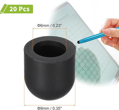 MECCANIXITY 20Pcs Replacement Stylus Pen Tips 9mm Conductive Capacitive Touch Screen Pens Tips Silicone Rubber, Black