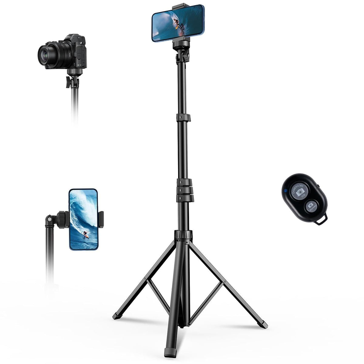 Extendable Phone Tripod for iPhone & Selfie Stick with Remote