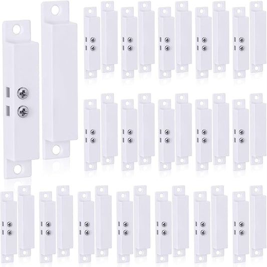 Tellegloww 20 Sets Nc Wired Surface Mounted Alarm Magnetic Door Alarm Contact Sensor Door Window Reed Switch Sensor with Double Side Tape for Security