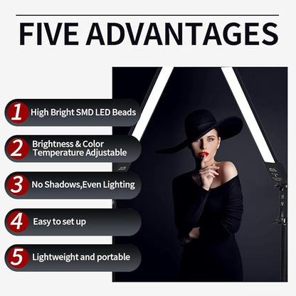 2 Packs LED Photography Lighting Dimmable 3200K-5500K LED Video Light Photo Studio Light Kit with Tripod Stand Bag for Camera Video Studio YouTube Product Portrait Live Streaming