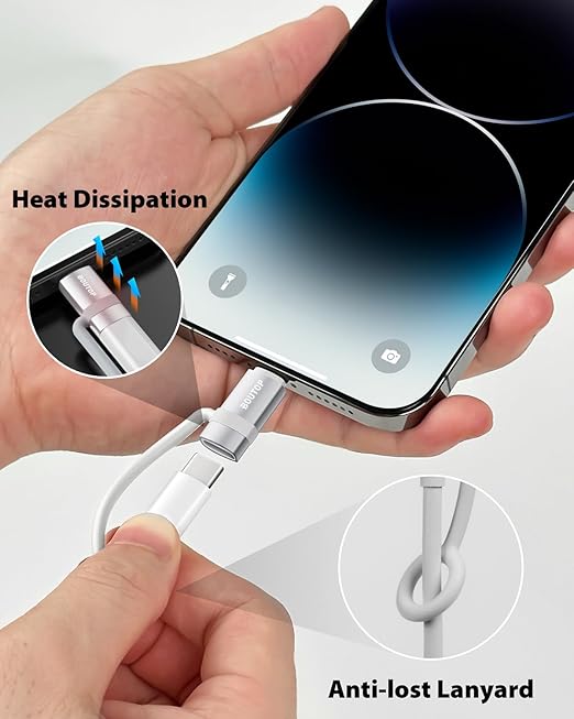 [MFi Certified] USB C to Lightning Adapter, Type C to Lightning Adapter Support 36W PD Fast Charging Compatible with iPhone iPad Silver -3 Pack