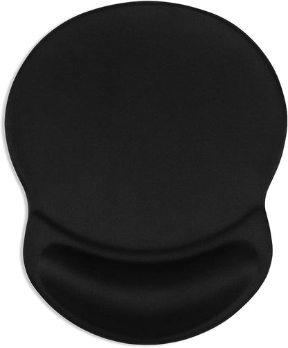 ITNRSIIET Ergonomic Mouse Pad with Gel Wrist Rest Support Gaming Small Wrist Rest Smooth Surface Non-Slip PU Base Comfortable Office Supplies Pain Relief, 8.7 x 7.2 inches, Black