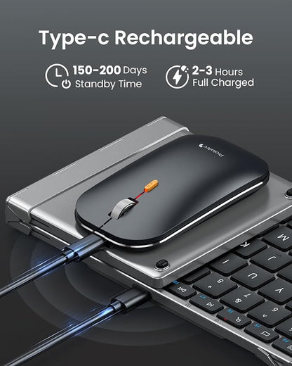 ProtoArc Foldable Keyboard and Mouse, XKM01 True Full-Size Folding Wireless Keyboard Mouse Combo for Business Travel, a Portable Office Suite On-the-Go, Compatible with Laptop iPad Tablet - Black Gray