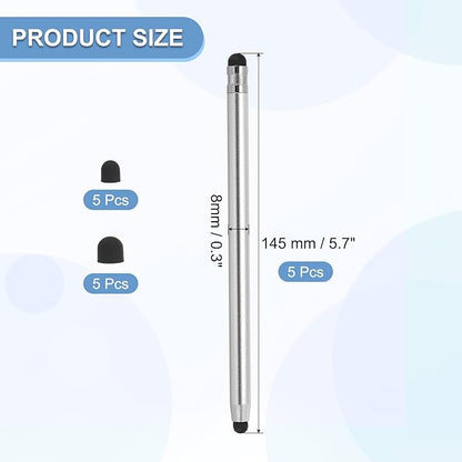 PATIKIL 5 Pcs Stylus Pens for Touch Screens, 2 in 1 High Sensitivity Universal Pen Capacitive Stylus for Phone Tablets Laptop Touch Screen Devices, Silver