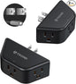 TROND 2 Pack Multi Plug Wall Outlet, 3 Way Angled Wall Outlet Extender, 3 Prong Plug Splitter, Cruise Essentials, Multiple Expander for Travel Home Hotel Dorm Room, Black