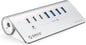 ORICO 7 Port USB Hub 10Gbps, Aluminum USB 3.2 Gen 2 Hub, 6 USB 3.2 Data Ports, 1 PD 60W Ports, 24V 3A Power Adapter, 3.28Ft A to C Cable, USB Data Hub for Laptop