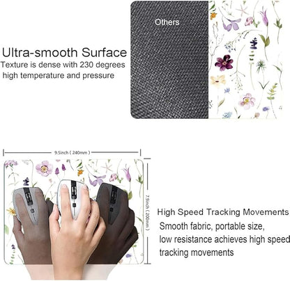 Mouse Pad, Premium-Textured Mouse Mat, Non-Slip Rubber Base Mousepad for Laptop, Computer & PC,9.5×7.9 in,Beautiful Flowers Plants