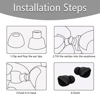 Replacement Silicone Ear Tips for Beats Fit Pro/Studio Buds/Studio Buds+ Headphone, 6 Pairs Earbuds Eartips L/M/S, Eargels Set Fit in Case, Earplug Ear Cap (Black with Pen)