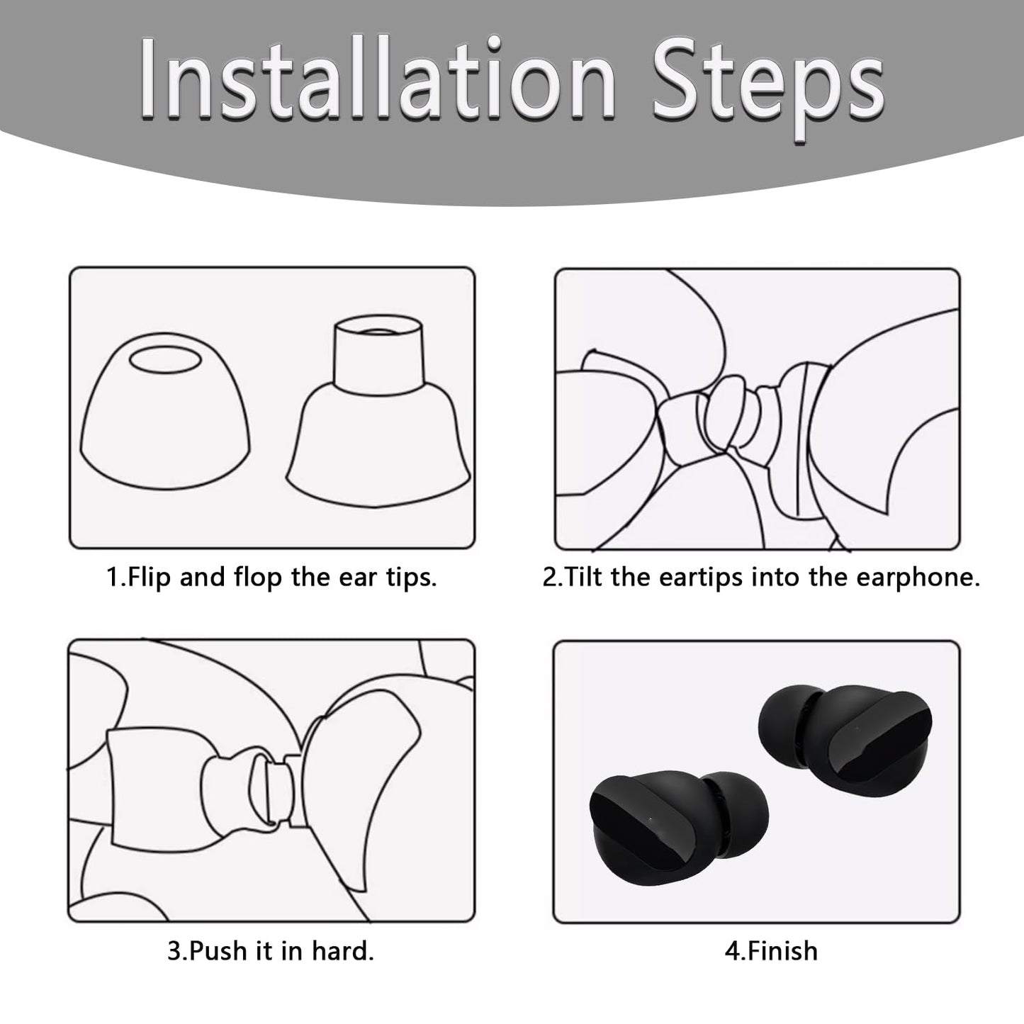 Replacement Silicone Ear Tips for Beats Fit Pro/Studio Buds/Studio Buds+ Headphone, 6 Pairs Earbuds Eartips L/M/S, Eargels Set Fit in Case, Earplug Ear Cap (Black with Pen)