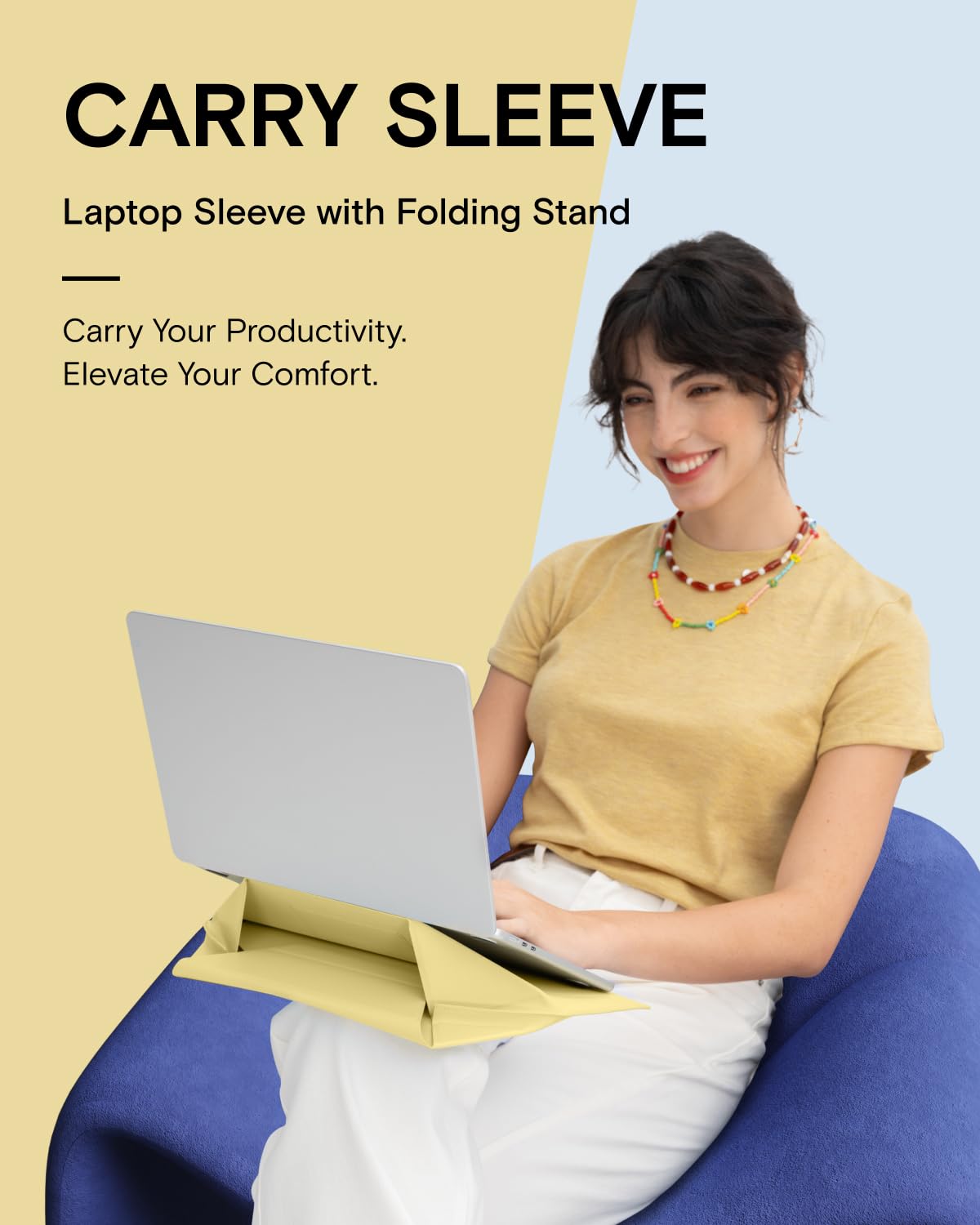 MOFT Laptop Carry Sleeve, 2-in-1 Laptop Bag & Stand for 14" MacBook Air/Pro & Dell/HP/Lenovo/Asus, Stylish Slim Computer Sleeve Bag with Expandable Storage for Computer Accessories, Soothing Mist