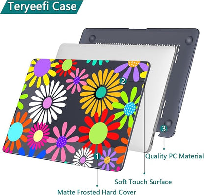 Teryeefi for MacBook Air 13 inch Case 2020 2019 2018 fits Model M1 A2337 A2179 A1932 with Retina Display with Touch ID, Plastic Hard Shell Case & Keyboard Cover, Abstract Flowers A001